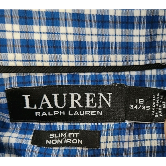 Lauren Ralph Lauren Shirt Black Label Mens 18/34-35 Button Up Slim Fit Non Iron - Picture 4 of 10